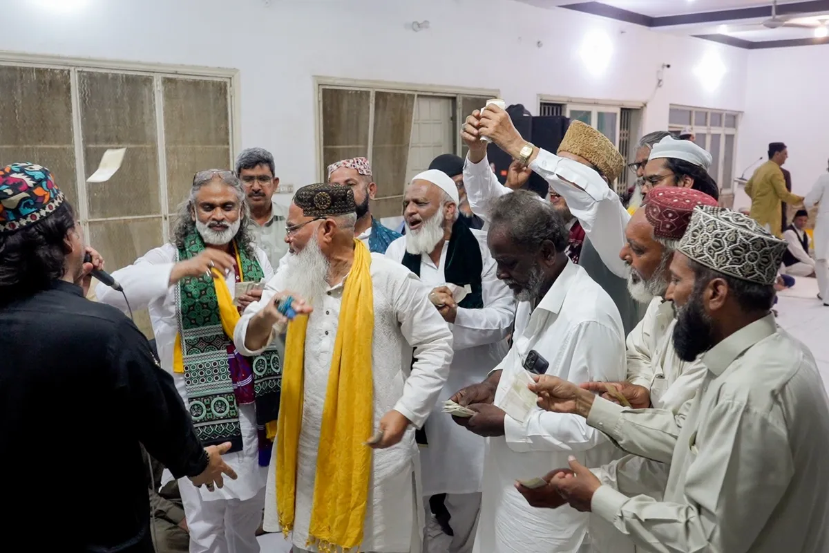 Group celebration at the event
