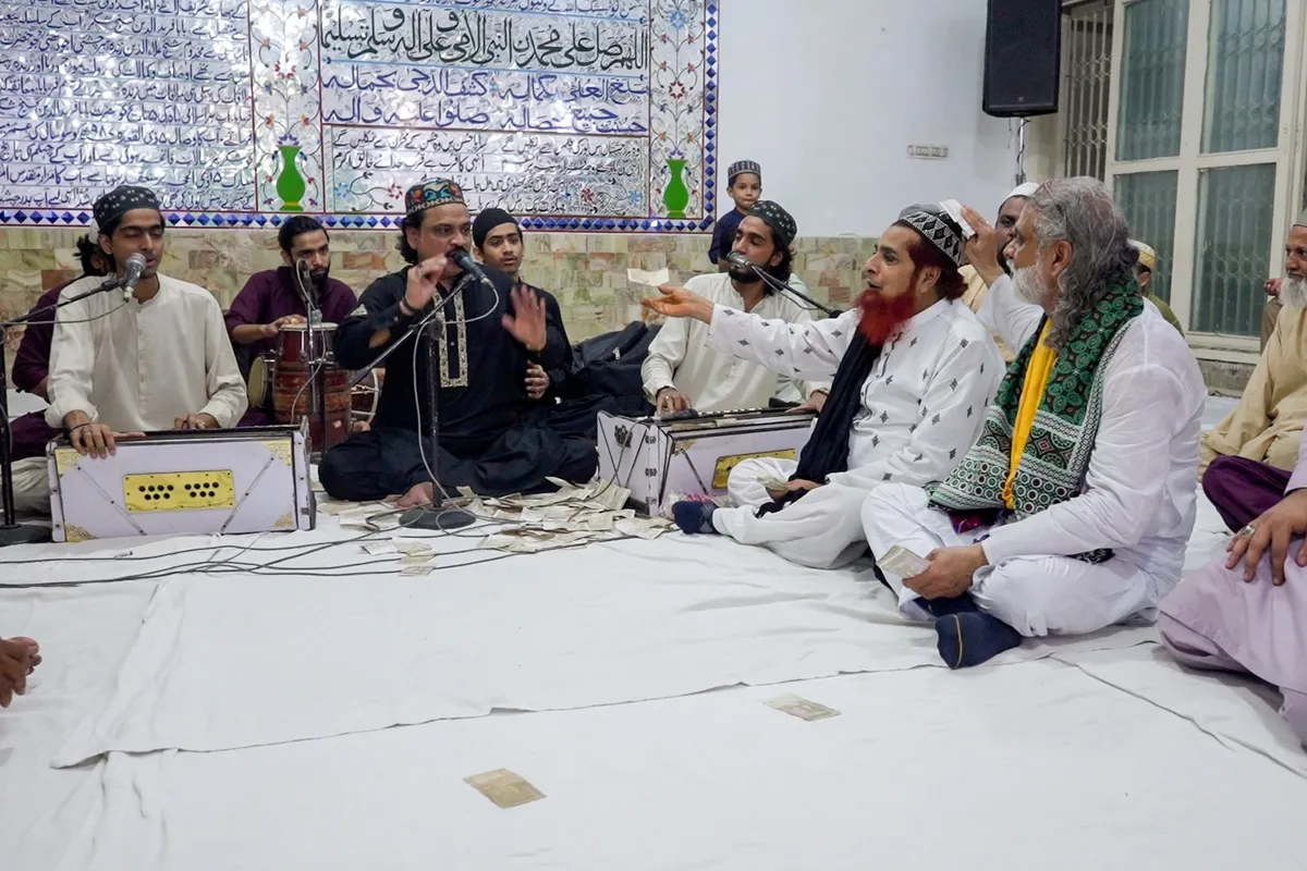 Qawwali performers with harmonium